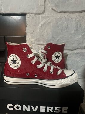 Converse High Top Sneakers - Burgundy Patent